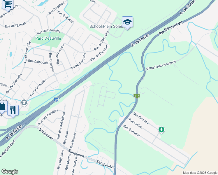 map of restaurants, bars, coffee shops, grocery stores, and more near 365 Rue du Héron in Montérégie