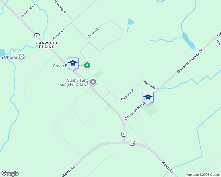 map of restaurants, bars, coffee shops, grocery stores, and more near 13 Bathurst Street in Ottawa