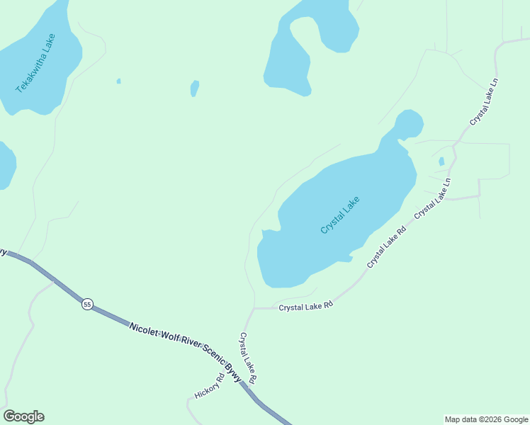 map of restaurants, bars, coffee shops, grocery stores, and more near Crystal Lake Road in Pickerel