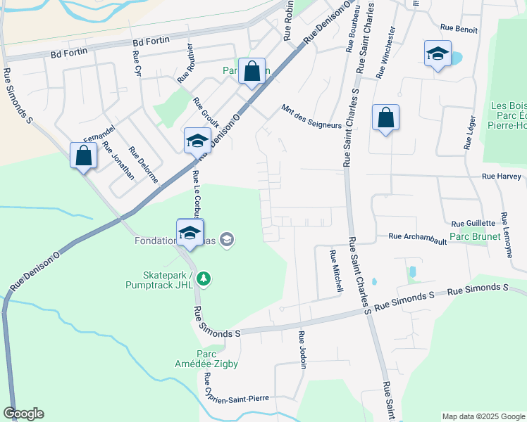 map of restaurants, bars, coffee shops, grocery stores, and more near 657 Montée des Seigneurs in Granby