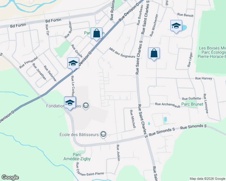 map of restaurants, bars, coffee shops, grocery stores, and more near 485 Rue des Écuyers in Granby