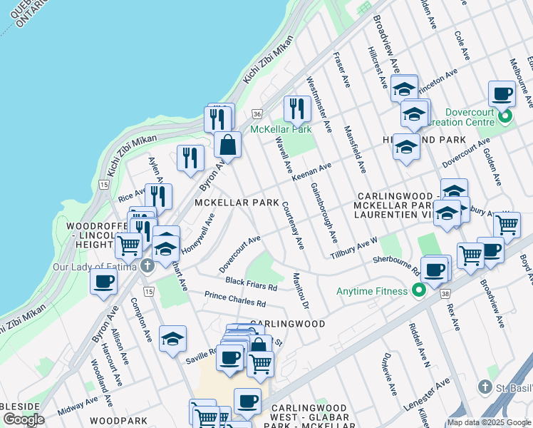 map of restaurants, bars, coffee shops, grocery stores, and more near 620 Rowanwood Avenue in Ottawa