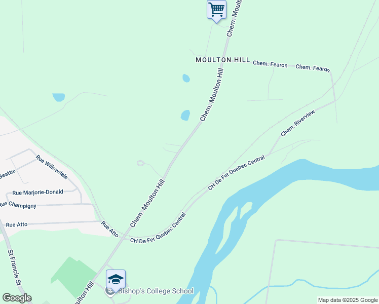 map of restaurants, bars, coffee shops, grocery stores, and more near 290 Chemin Moulton Hill in Sherbrooke