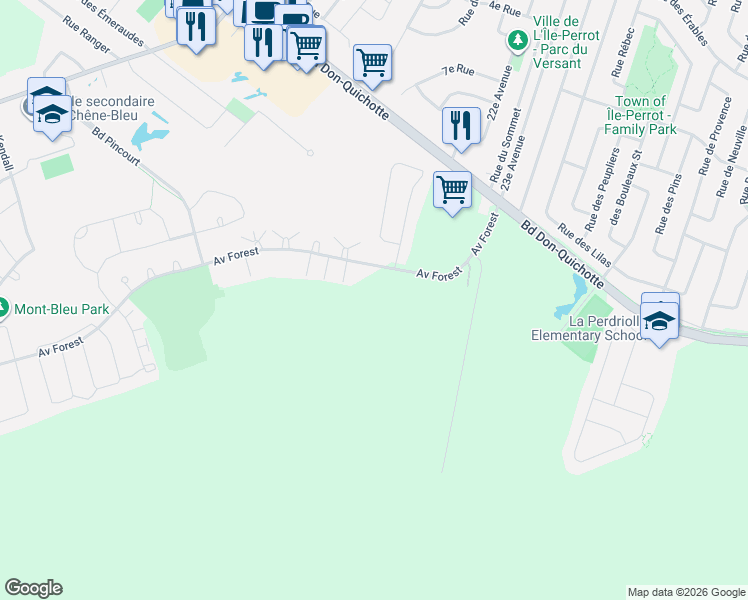 map of restaurants, bars, coffee shops, grocery stores, and more near in Notre-Dame-de-l'Île-Perrot