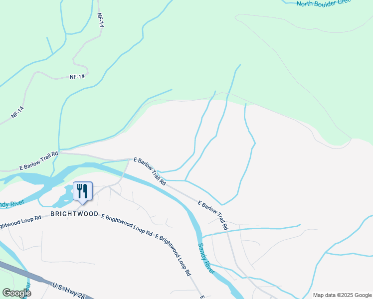 map of restaurants, bars, coffee shops, grocery stores, and more near 62845 East Boulder Creek Lane in Mount Hood Village