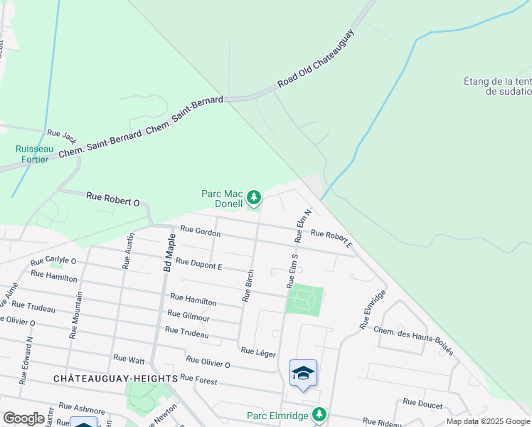 map of restaurants, bars, coffee shops, grocery stores, and more near 176 Rue du Boisé in Châteauguay
