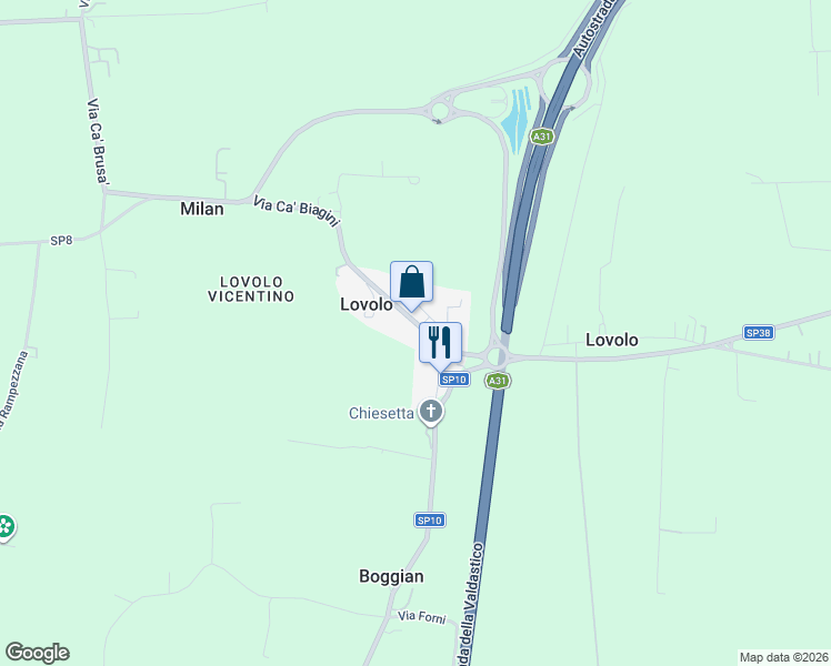 map of restaurants, bars, coffee shops, grocery stores, and more near in Lovolo