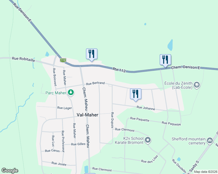 map of restaurants, bars, coffee shops, grocery stores, and more near 73 Rue Dupuis in Shefford