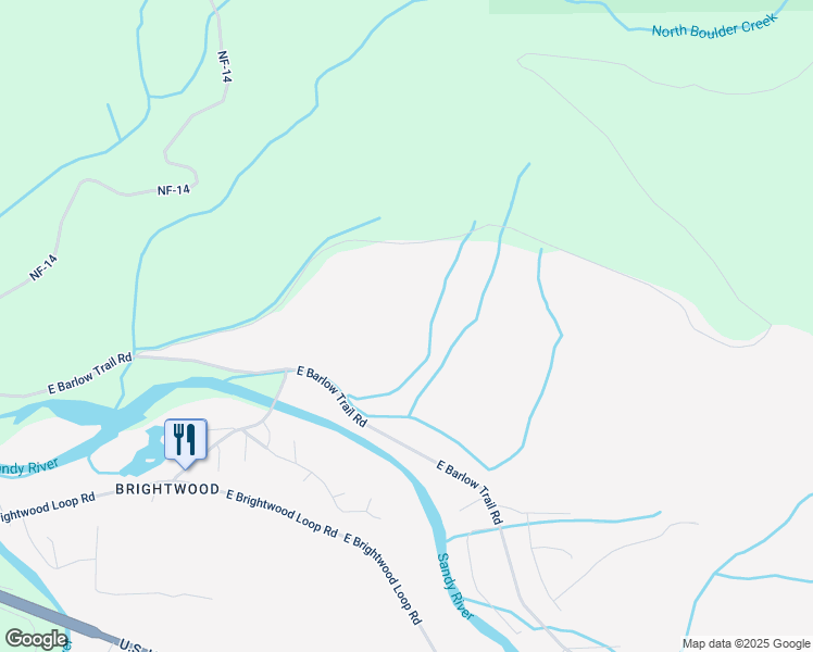 map of restaurants, bars, coffee shops, grocery stores, and more near 62845 North Boulder Road in Mount Hood Village