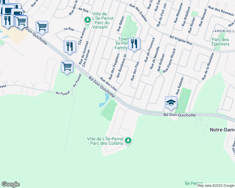map of restaurants, bars, coffee shops, grocery stores, and more near 60 Rue des Lilas in L'Île-Perrot