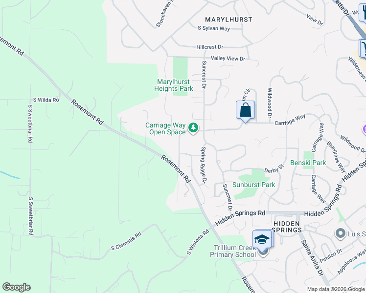 map of restaurants, bars, coffee shops, grocery stores, and more near 1625 Carriage Way in West Linn