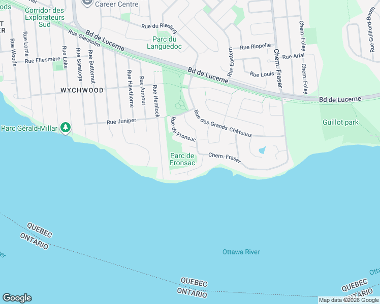 map of restaurants, bars, coffee shops, grocery stores, and more near 80 Rue du Minervois in Gatineau