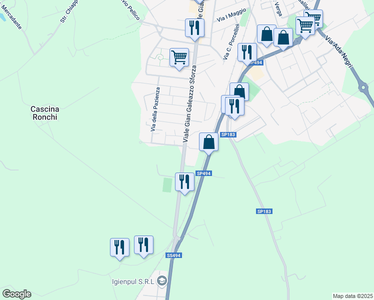 map of restaurants, bars, coffee shops, grocery stores, and more near in Metropolitan City of Milan