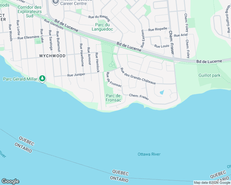 map of restaurants, bars, coffee shops, grocery stores, and more near 70 Rue du Minervois in Gatineau