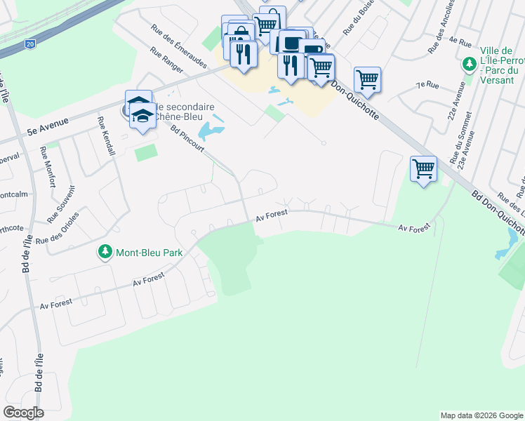 map of restaurants, bars, coffee shops, grocery stores, and more near 510 Avenue Forest in Pincourt
