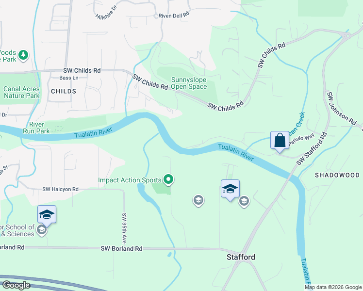 map of restaurants, bars, coffee shops, grocery stores, and more near 2951 Southwest Mossy Brae Road in West Linn