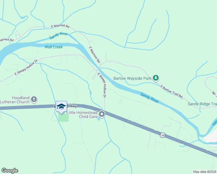 map of restaurants, bars, coffee shops, grocery stores, and more near 60111 East Sleepy Hollow Drive in Sandy