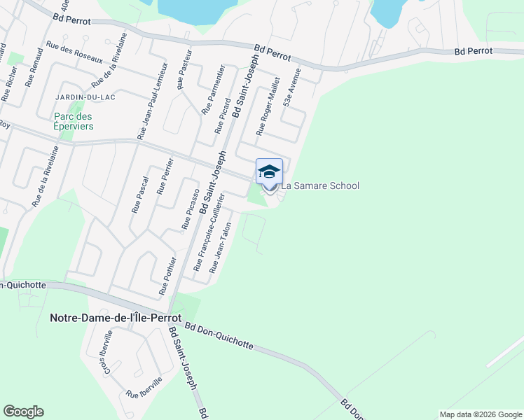 map of restaurants, bars, coffee shops, grocery stores, and more near 33 Rue Charles-Le Moyne in Notre-Dame-de-l'Île-Perrot