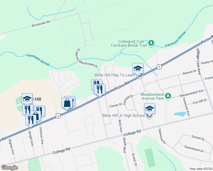 map of restaurants, bars, coffee shops, grocery stores, and more near 11 Coupar Terrace in Truro