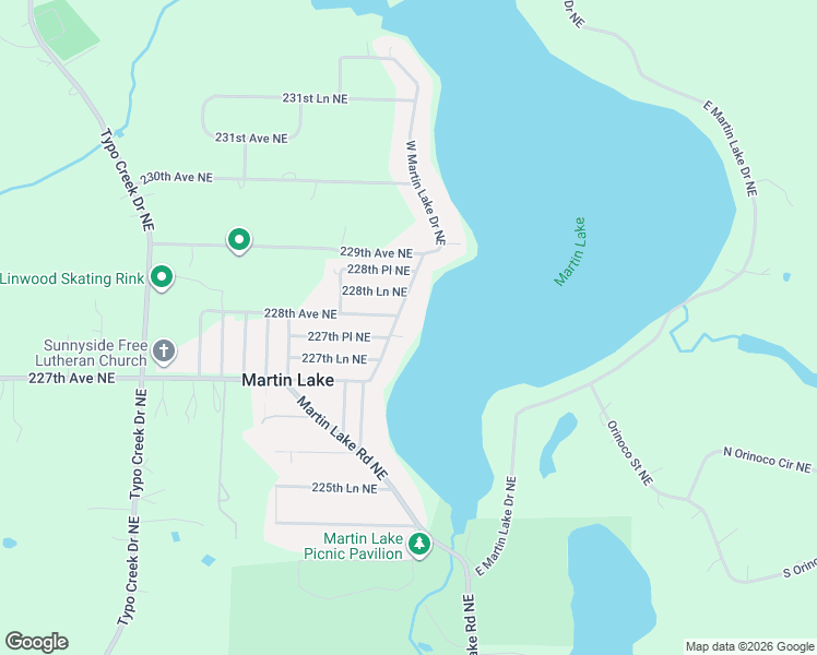 map of restaurants, bars, coffee shops, grocery stores, and more near 22801 West Martin Lake Drive Northeast in Stacy