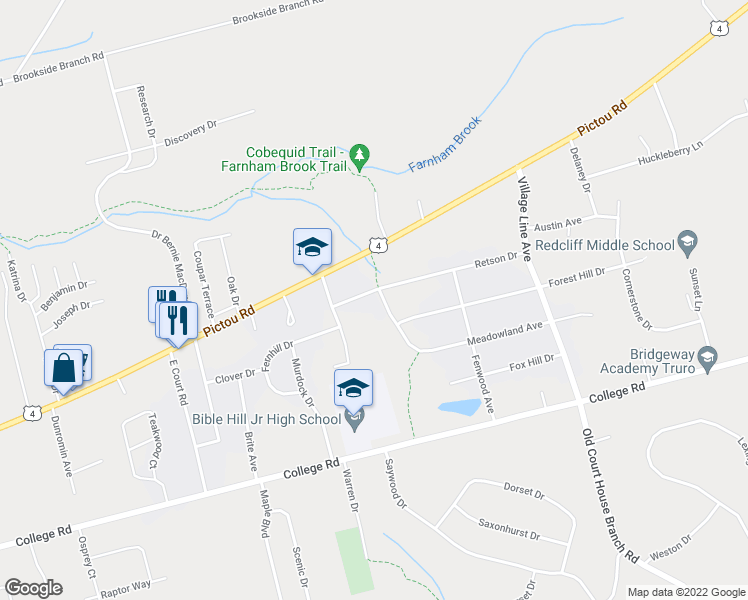map of restaurants, bars, coffee shops, grocery stores, and more near 28 Retson Drive in Truro