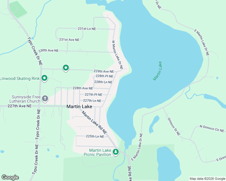map of restaurants, bars, coffee shops, grocery stores, and more near 22801 W Martin Lake Drive Northeast in Stacy