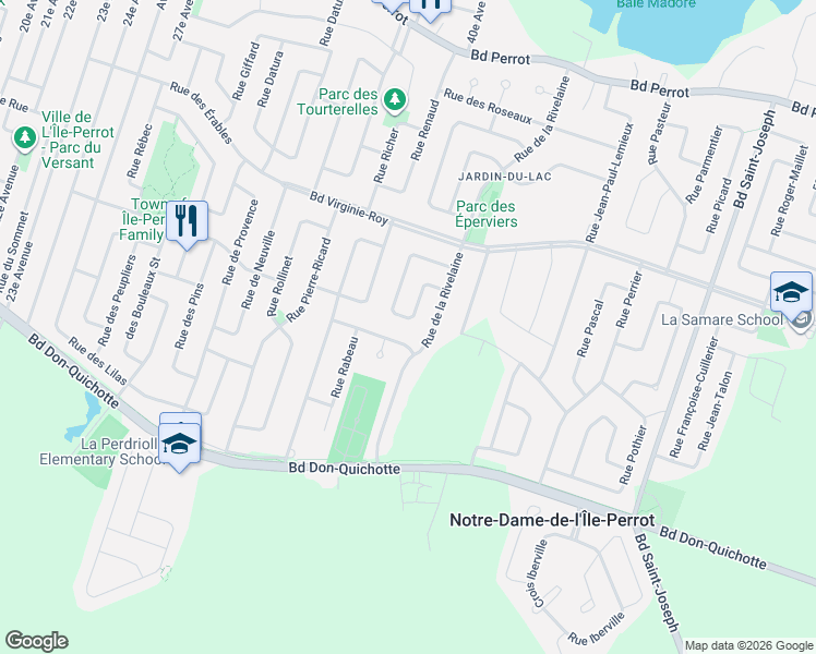 map of restaurants, bars, coffee shops, grocery stores, and more near 88 Rue Marie-Rollet in Notre-Dame-de-l'Île-Perrot