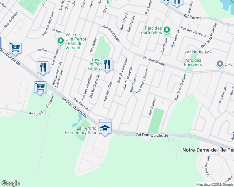map of restaurants, bars, coffee shops, grocery stores, and more near 97 Rue de Provence in L'Île-Perrot