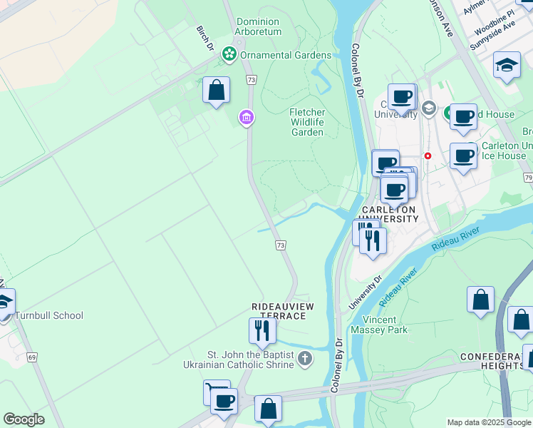 map of restaurants, bars, coffee shops, grocery stores, and more near 4065 Prince of Wales Drive in Ottawa