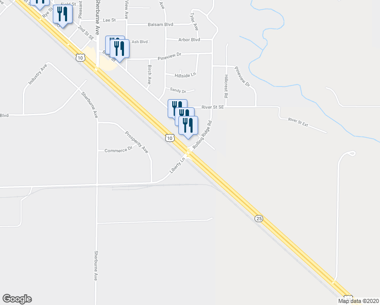 map of restaurants, bars, coffee shops, grocery stores, and more near 12945 Rolling Ridge Rd in Becker