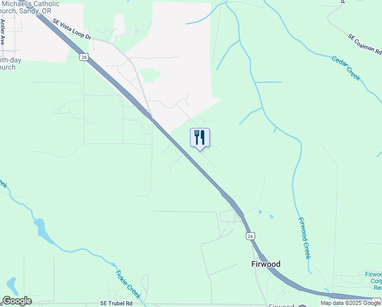 map of restaurants, bars, coffee shops, grocery stores, and more near 18845 Crooked River Street in Sandy