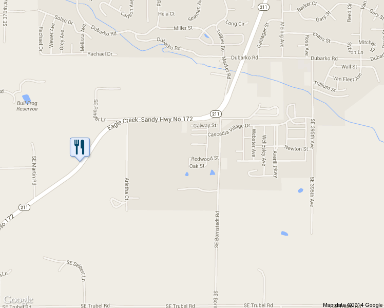 map of restaurants, bars, coffee shops, grocery stores, and more near 19248 Pine Street in Sandy