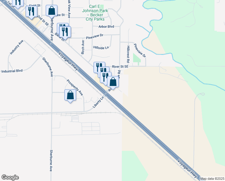 map of restaurants, bars, coffee shops, grocery stores, and more near 12945 Rolling Ridge Rd in Becker
