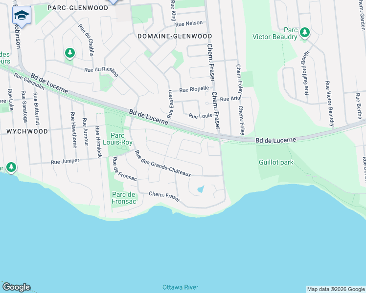 map of restaurants, bars, coffee shops, grocery stores, and more near 203 Rue de Parenchère in Gatineau