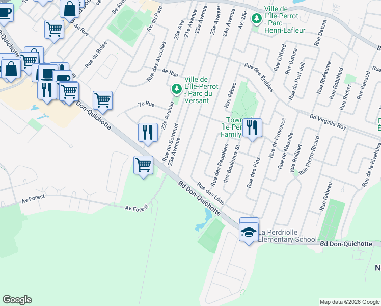 map of restaurants, bars, coffee shops, grocery stores, and more near 431 24e Avenue in L'Île-Perrot