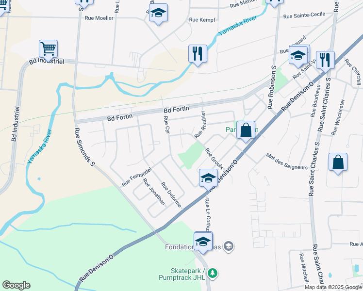 map of restaurants, bars, coffee shops, grocery stores, and more near 18 Terrasse Groulx in Granby