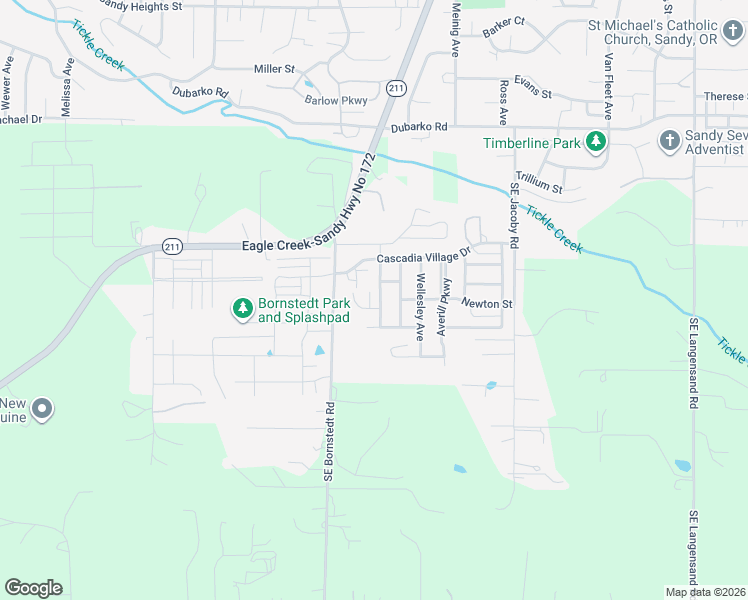 map of restaurants, bars, coffee shops, grocery stores, and more near 38853 Redwood Street in Sandy