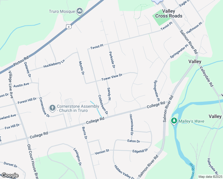 map of restaurants, bars, coffee shops, grocery stores, and more near 44 Sandy Place in Valley