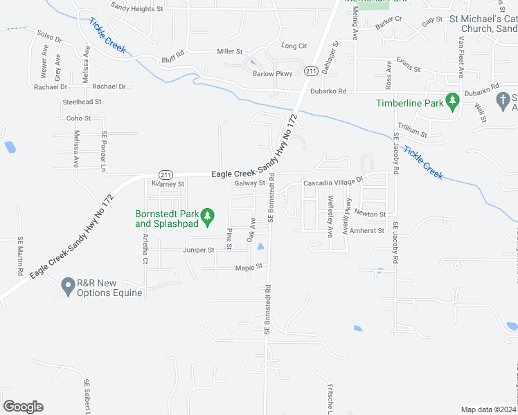 map of restaurants, bars, coffee shops, grocery stores, and more near 19410 Oak Avenue in Sandy