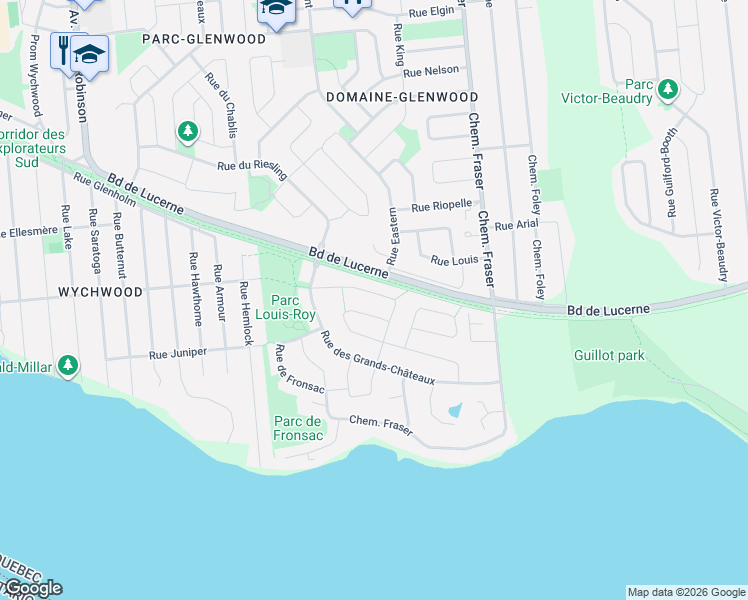 map of restaurants, bars, coffee shops, grocery stores, and more near 42 Rue De Sancerre in Gatineau