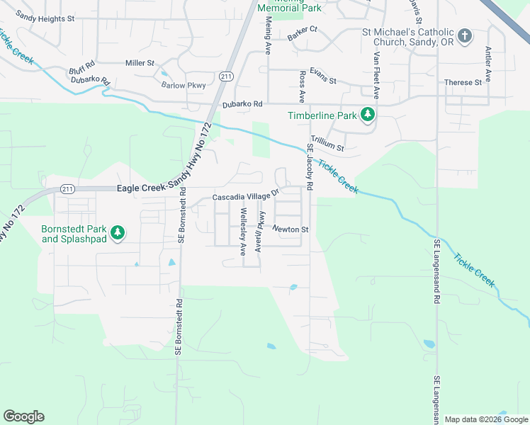 map of restaurants, bars, coffee shops, grocery stores, and more near 19006 Averill Parkway in Sandy