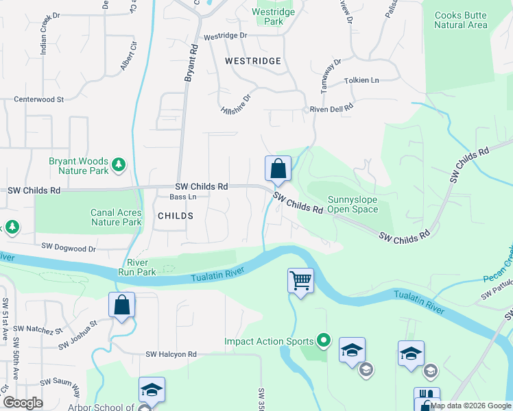 map of restaurants, bars, coffee shops, grocery stores, and more near 19428 Southwest 35th Court in Lake Oswego