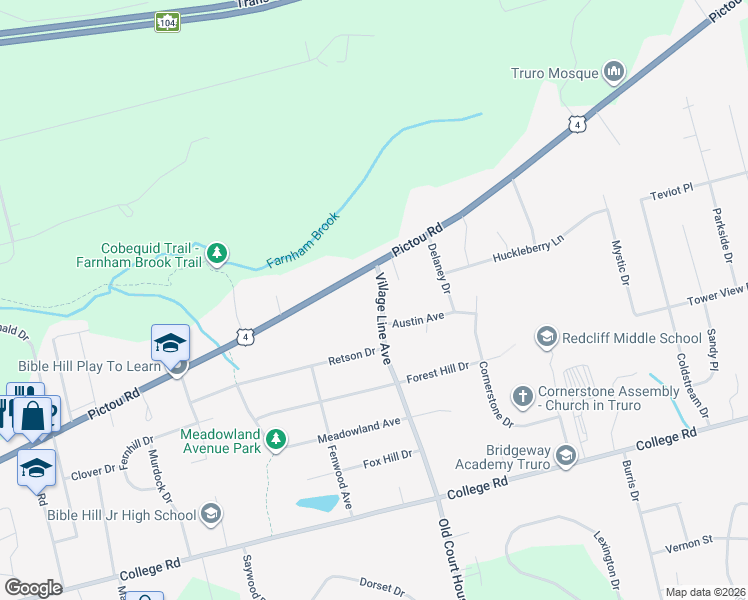 map of restaurants, bars, coffee shops, grocery stores, and more near 151 Village Line Avenue in Bible Hill