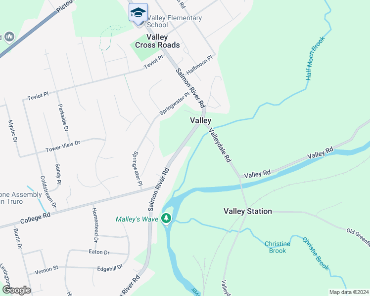 map of restaurants, bars, coffee shops, grocery stores, and more near 293 Salmon River Road in Valley