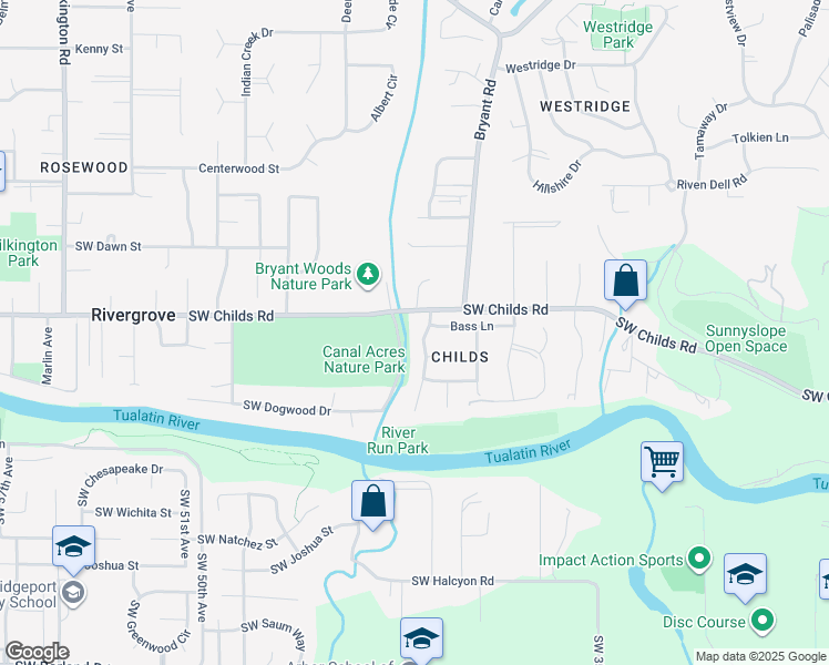 map of restaurants, bars, coffee shops, grocery stores, and more near 19398 River Run Drive in Lake Oswego