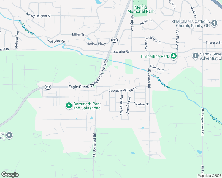 map of restaurants, bars, coffee shops, grocery stores, and more near 38875 Cascadia Village Drive in Sandy