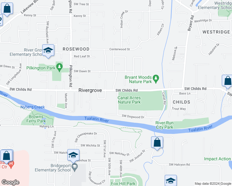 map of restaurants, bars, coffee shops, grocery stores, and more near 4902 Childs Rd in Lake Oswego
