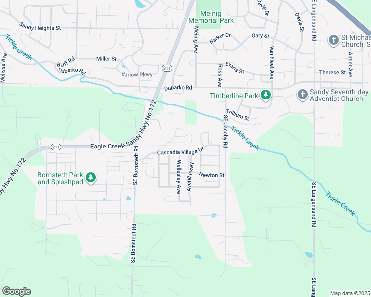 map of restaurants, bars, coffee shops, grocery stores, and more near 39089 Cascadia Village Drive in Sandy