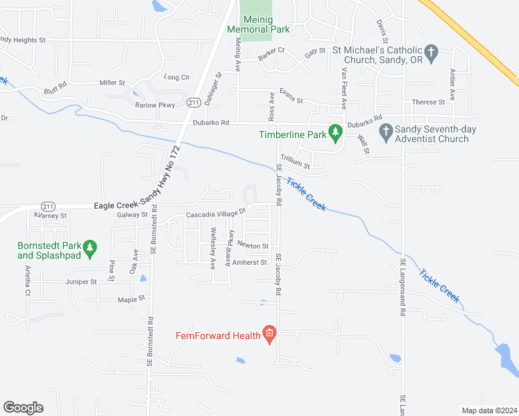 map of restaurants, bars, coffee shops, grocery stores, and more near 39280 Cascadia Village Drive in Sandy