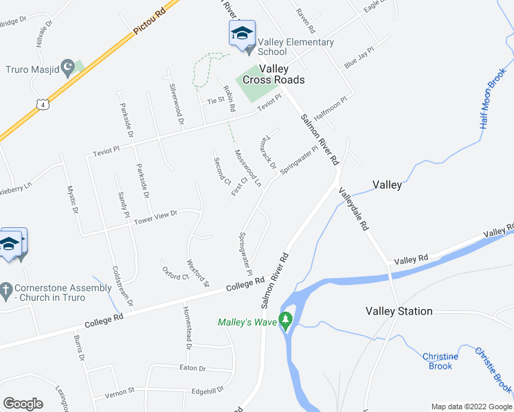 map of restaurants, bars, coffee shops, grocery stores, and more near Springwater Place in Valley